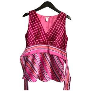 Old Navy Womens Babydoll Top Size Medium Y2K 2005 Shirt 100% Silk Vintage Blouse